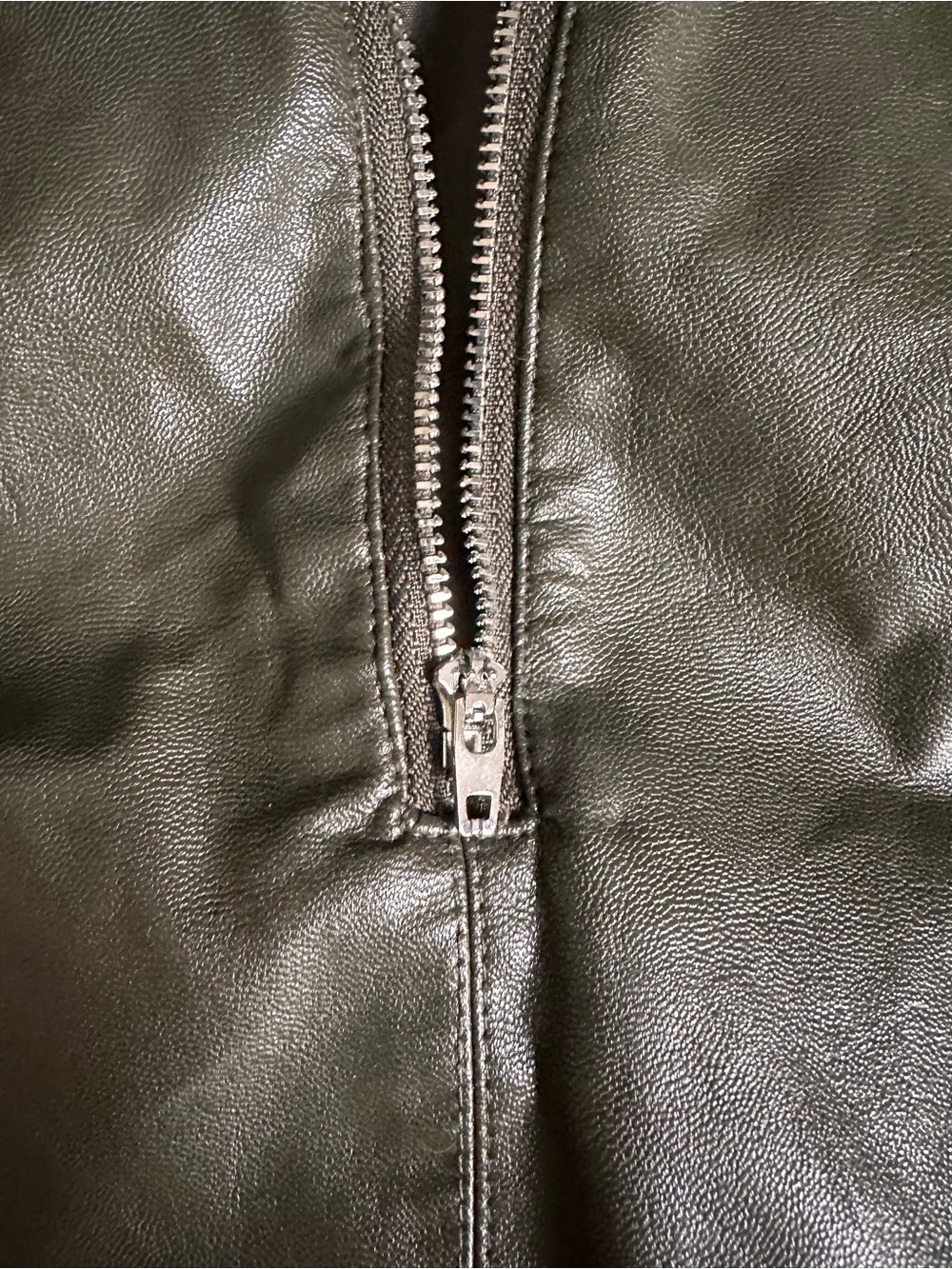 Women's Olive Green Faux Leather Skirt - Picture 3 of 4